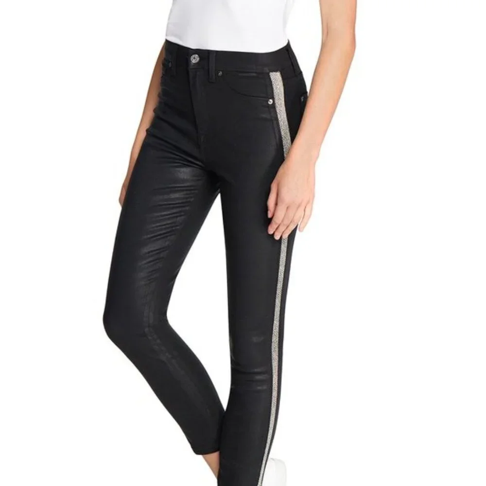 NWT 7 For All Mankind black stripe skinny jeans - Picture 9 of 13